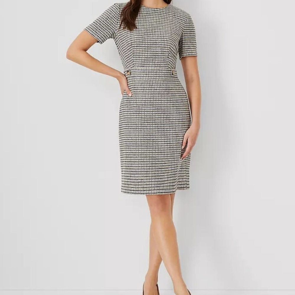 Ann Taylor Black and White Mini Sheath Dress
